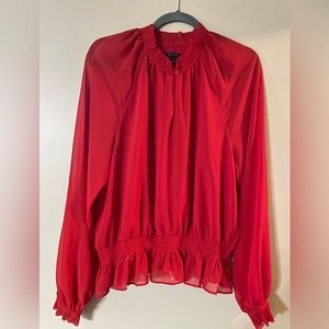 Ann Taylor, womens size large. Beautiful ruffle detailing on sleeves and neck.